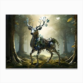 Deer In The Forest Paintings Art Print 4 Canvas Print