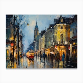 Street Scene In The Rain Canvas Print