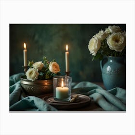 Romantic Candlelit Dinner Canvas Print