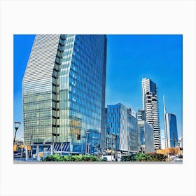 Skyscrapers In Milan, Italy, with blue sky and reflections 1 Canvas Print