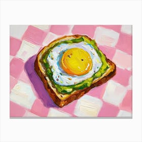 Avocado Egg On Toast Pink Checkerboard 2 Canvas Print