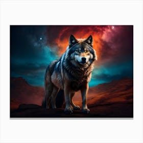 Wolf Howling At The Moon 6 Canvas Print
