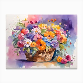 Flowers In A Basket Canvas Print