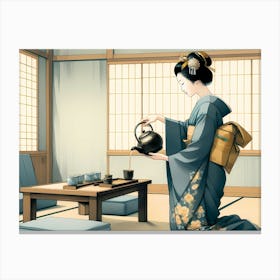 Geisha Prepare Tea Canvas Print