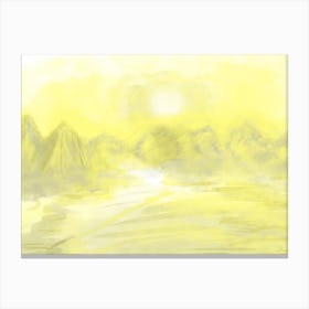 Mountain Desert Landscape Light Yellow Canvas Print