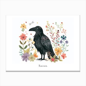 Little Floral Raven Poster Canvas Print