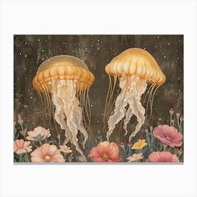 Floral Animal Illustration Jellyfish 2 Canvas Print