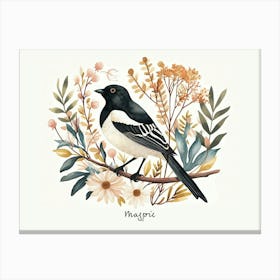 Little Floral Magpie 1 Poster Canvas Print