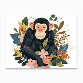 Little Floral Chimpanzee 3 Canvas Print