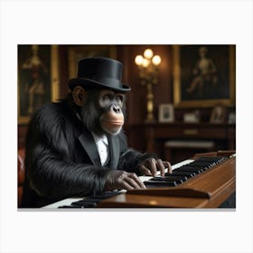 Chimpanzee Playing Piano Canvas Print