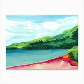 Lush Tropical Beach And Ocean Landscape Canvas Print