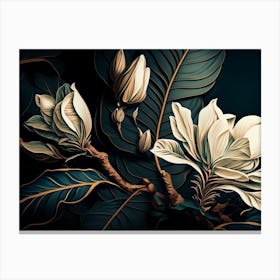 Vintage Botanical Magnolia Flowers Canvas Print