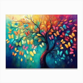 Colorful Tree With Leaves Hanging Branches 3d Canvas Print