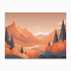 Misty mountains horizontal background in orange tone 10 Canvas Print