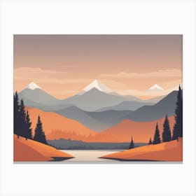 Misty mountains horizontal background in orange tone 80 Canvas Print