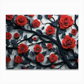 Red Roses Tree Canvas Print