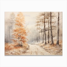 A Painting Of Country Road Through Woods In Autumn 52 Canvas Print