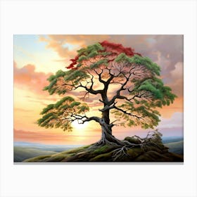 Lone Tree At Sunset Canvas Print