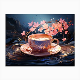 Coffee Cup With Flowers 3 Canvas Print