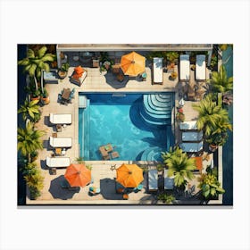 Backyard Pool Delight 3 Canvas Print