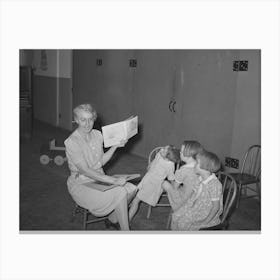 Untitled Photo, Possibly Related To Wpa (Work Projects Administration) Nursery Teacher Telling Story To Children Of Canvas Print