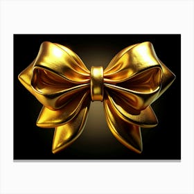 Golden Bow On Black Background 3 Canvas Print