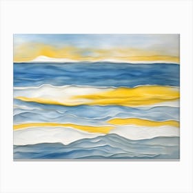 Abstract 'Seascape' Blue & Yellow Canvas Print