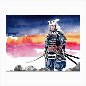 Watercolor Ninja Samurai Warrior Canvas Print