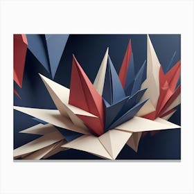 An Abstract Image Of Geometric Shapes In Shades Of Red, White, And Blue, Creating A Dynamic And Abstract Composition Canvas Print