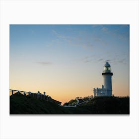 Lighthouse At Dusk With Smooth Sunset Canvas Print