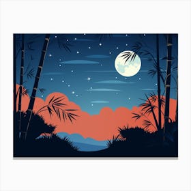 Bamboo Forest At Night Art Print Canvas Print