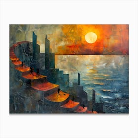 Sunset In The City, Cubism 1 Canvas Print