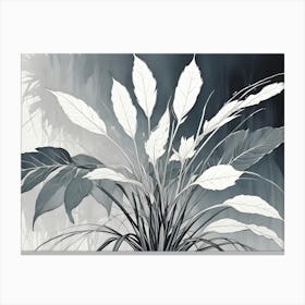 A Black And White Illustration Of A Plant With Large Leaves Canvas Print