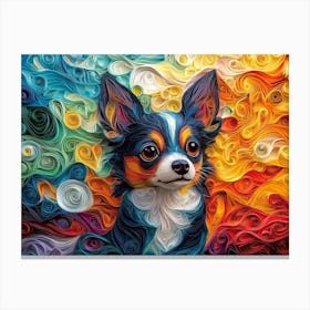 Chihuahua Paper Quill Dog Portrait II Canvas Print