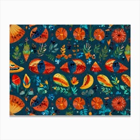 Oranges And Flowers Canvas Print