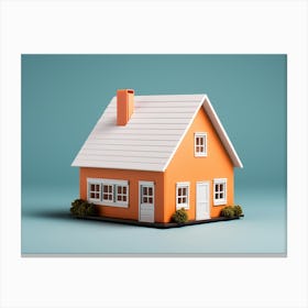 House On A Blue Background Canvas Print