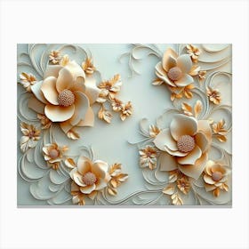 3d High Decoration Background 3d Art Design with Floral Canvas Print