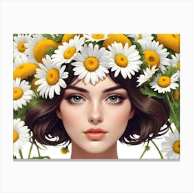 Fashion Woman With Flowers 01 Canvas Print