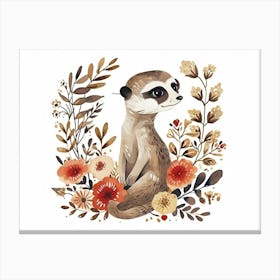 Little Floral Meerkat 2 Canvas Print