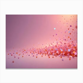 Pink And Orange Confetti Rains Down Onto A Pink Surface, Creating A Festive And Celebratory Atmosphere Canvas Print