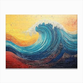 Colorful Texture Abstract Art of a Wave on A Red Brick Street Canvas Print