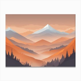 Misty mountains horizontal background in orange tone 27 Canvas Print