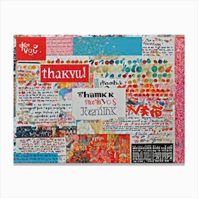 A Multilingual Greeting Card Featuring The Word Thank You In Diverse Scripts Including Chinese Ge (3) Canvas Print