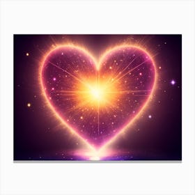 A Colorful Glowing Heart On A Dark Background Horizontal Composition 65 Canvas Print