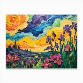 Sunset With Irises ala Vincent Canvas Print
