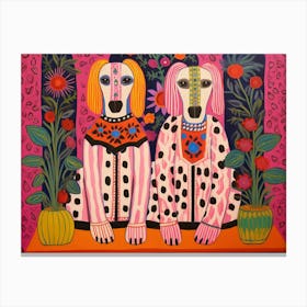 Dalmatian Dogs 1 Folk Style Animal Illustration Canvas Print