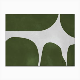 Abstract Shapes Olive Mid-century Artwork Canvas Print