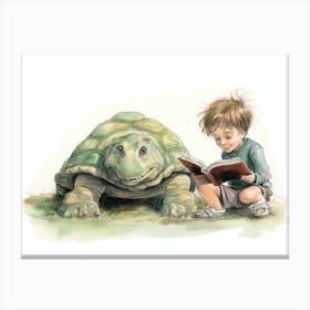 Reading With A Tortoise Canvas Print