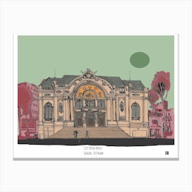 Saigon City Opera House Vietnam Digital Illustration Canvas Print