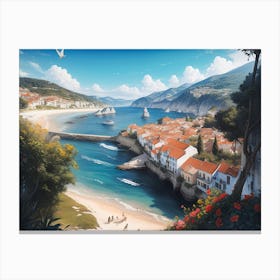 Mediterranean Seascape Painting #1 Canvas Print